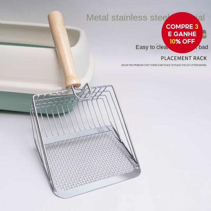 Peneira De Areia De Gato De Metal 2 Em 1 Para Animais De Estimação Com Pá Multifuncional De Malha Fina