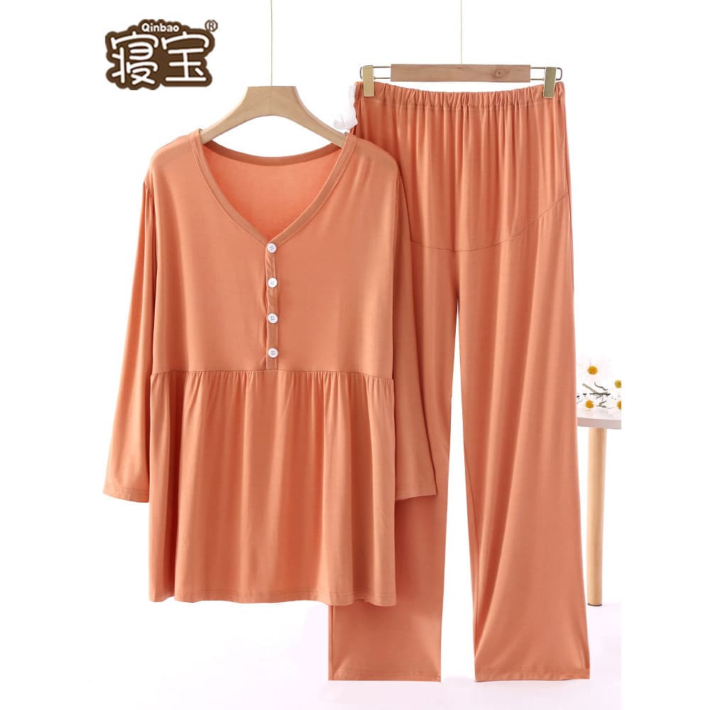 Roupas de confinamento verão estilo fino pós-parto pijamas de maternidade calças ajuste primavera outono Modal roupas de