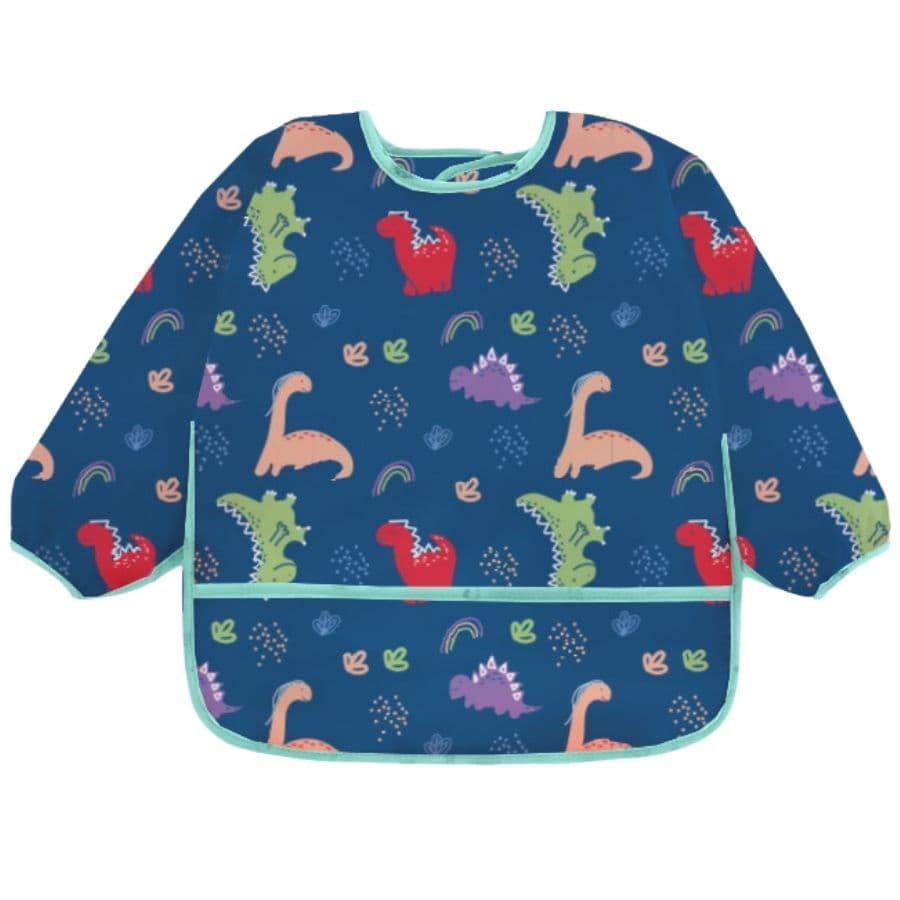 Babador Avental Infantil BLW Manga Longa Impermeável Dinos