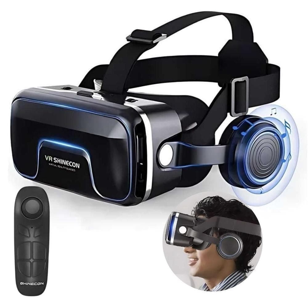 Óculos VR Shinecon 3D Realidade virtual Controle Fones de Ouvido imersão Jogos e Filmes