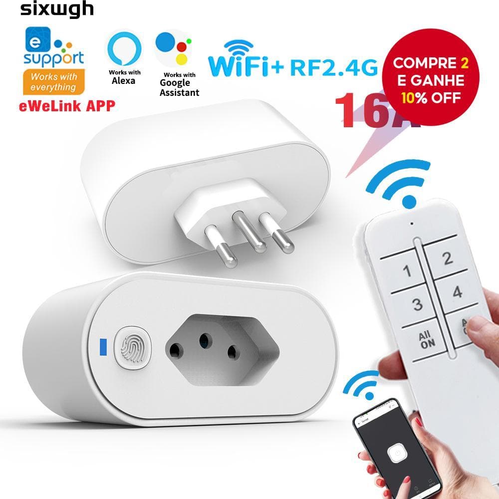 eWeLink Wifi Tomada Inteligente Interruptor De Controle Remoto Suporte App Alexa Google Casa Violeta