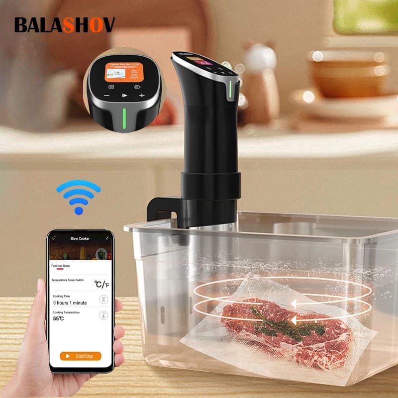 WIFI Sous Vide Fogão 1100W LCD Toque Display Digital Circulador De Imersão Preciso Cozinhar Vácuo Inteligente Lento Cozi