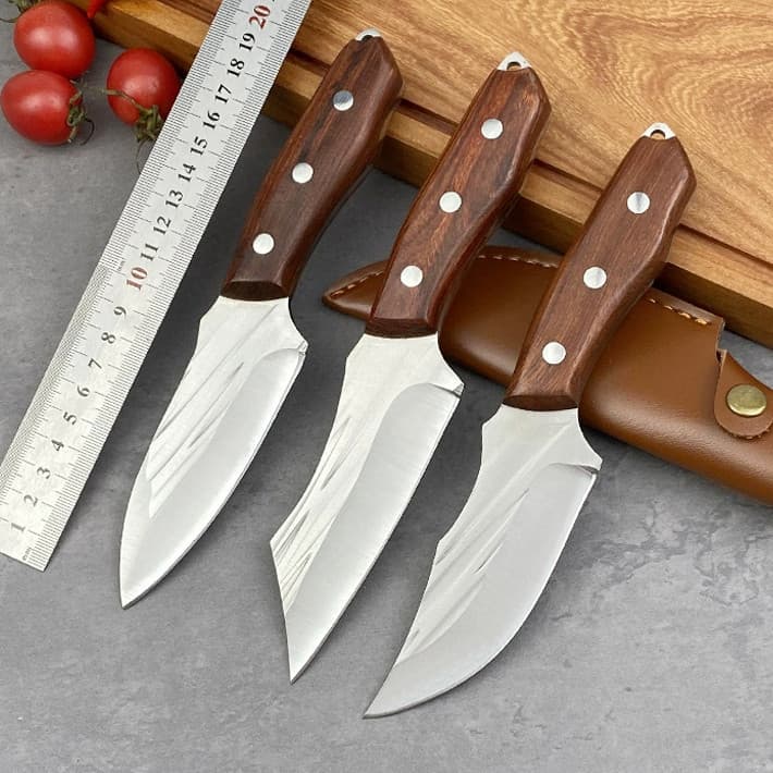 Faca de Cozinha Artesanal Cutelo Forjado  Rustico Com Bainha Churrasco Desossar Carne Camping Chefe