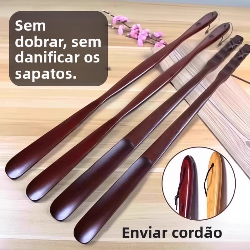 Calçadeira de madeira maciça com cabo longo para uso doméstico, uma ferramenta para grávidas calçarem sapatos, calçadeir