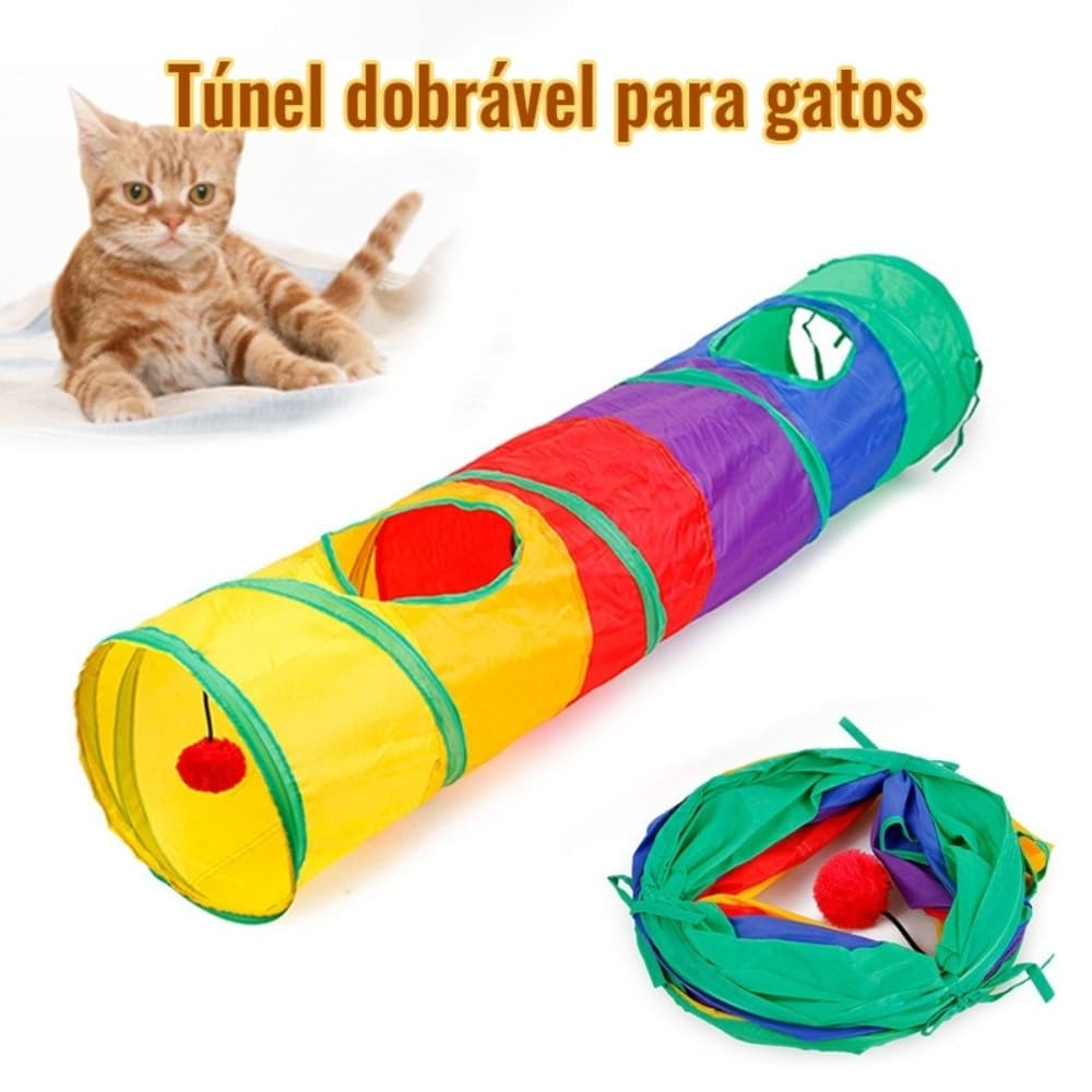Brinquedo Para Pets Túnel Labirinto Para Gatos Colorido