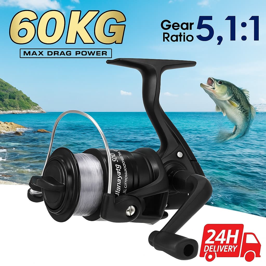 Molinete de Pesca Ultralight 5.1:1 – 3 Rolamentos, Manivela Direita/Esquerda Intercambiável