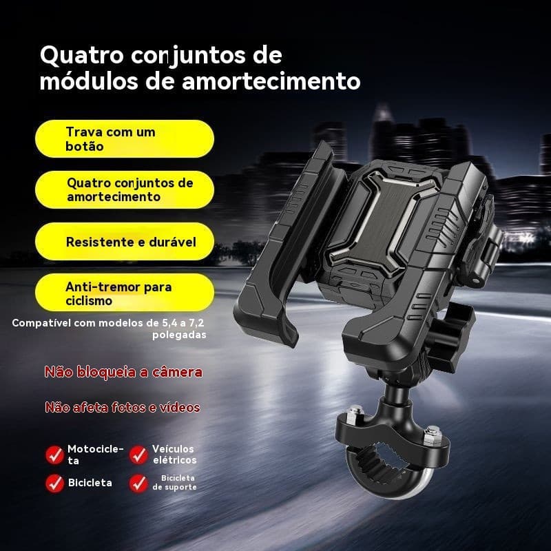 Suporte de celular para ciclismo que não bloqueia a câmera, com alça amortecedora para bicicletas elétricas e motociclet