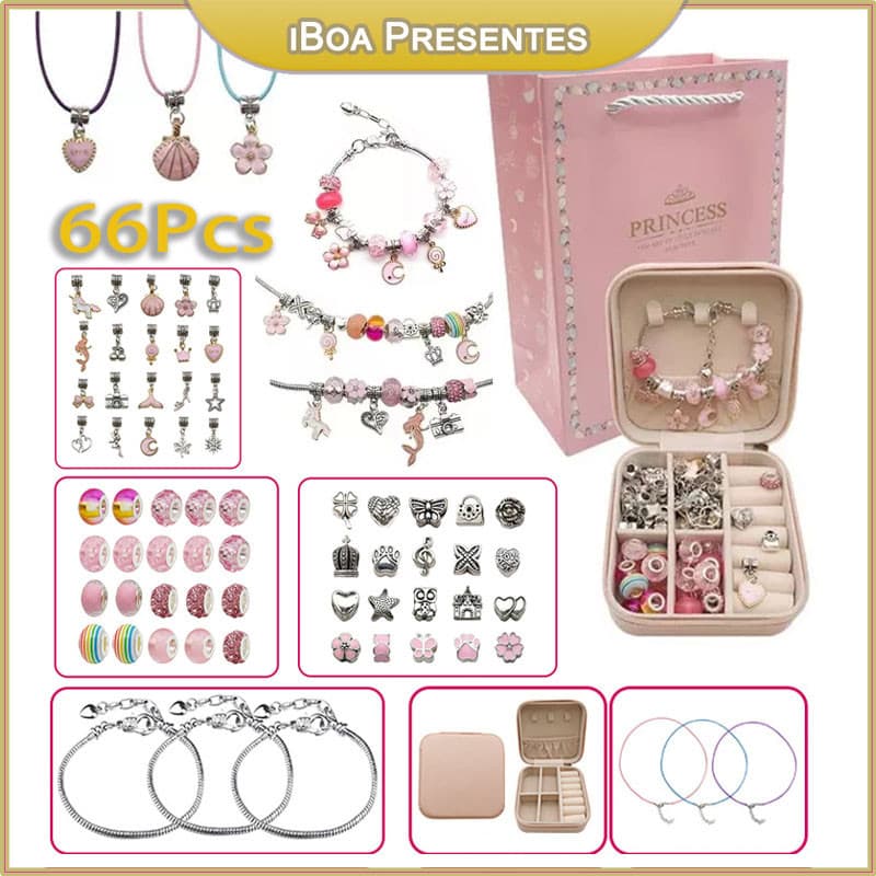 66 Peças De Pulseira De Contas Educacional Infantil Faça Você Mesmo Colar Kit De Joias Presente Para Meninas Presente
