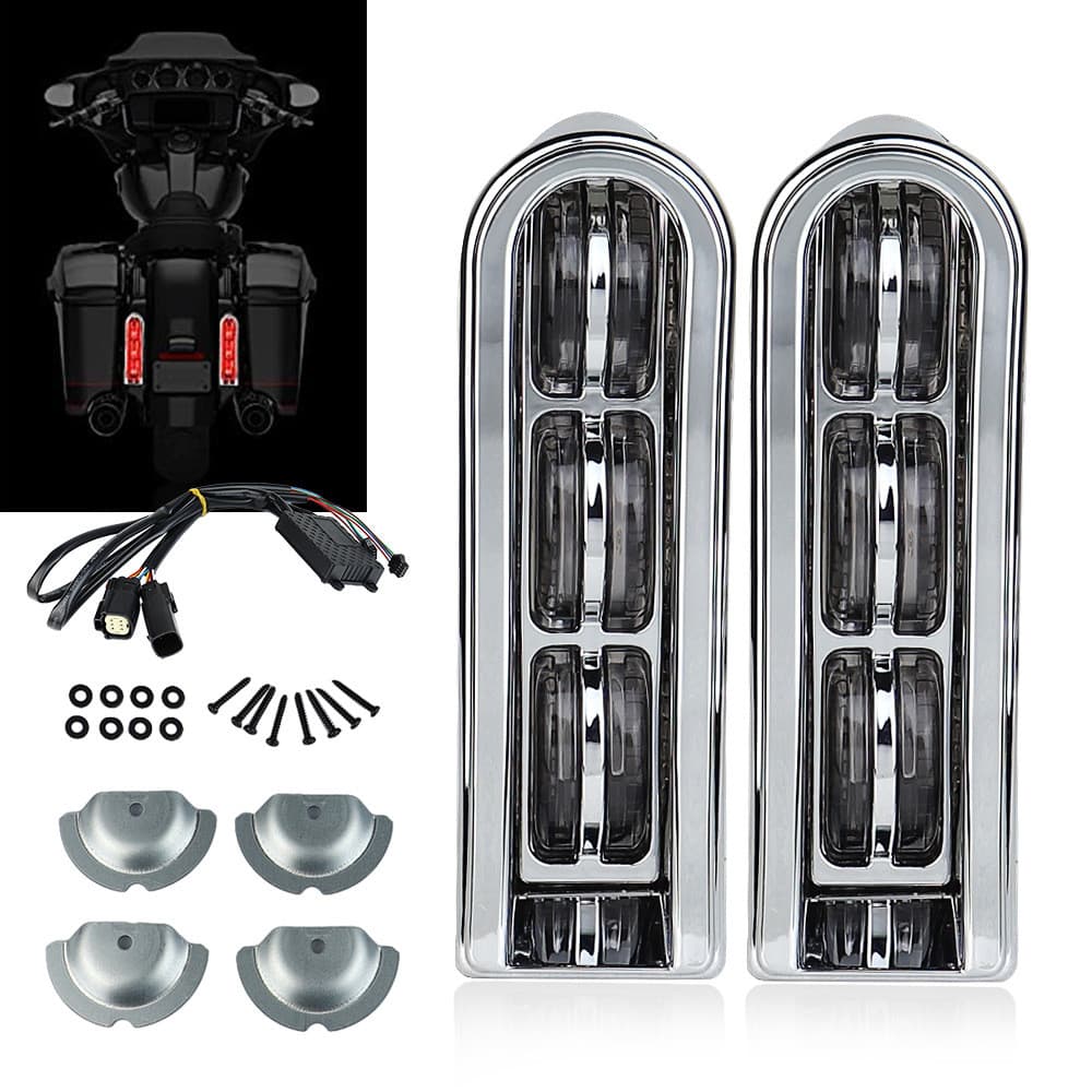 1 par de luz traseira de motocicleta elétrica cinza caixa traseira luz para Harley grande deslizamento