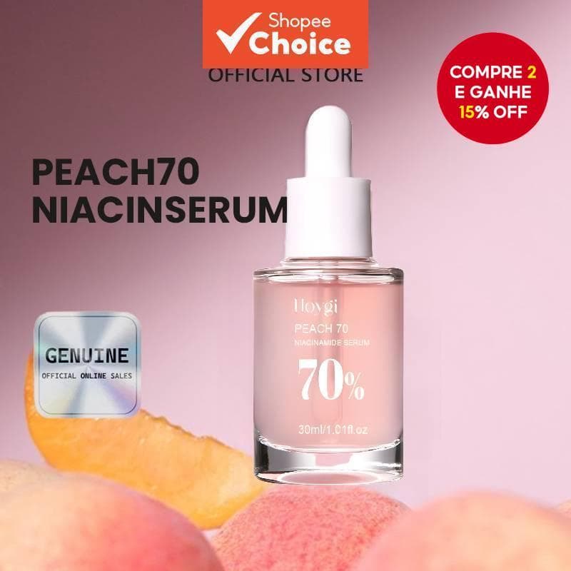 Sérum De Pêssego 70% Niacinamida 30ml, Hidratante Que Previne Secura E Aumenta Elasticidade, Suaviza E amacia