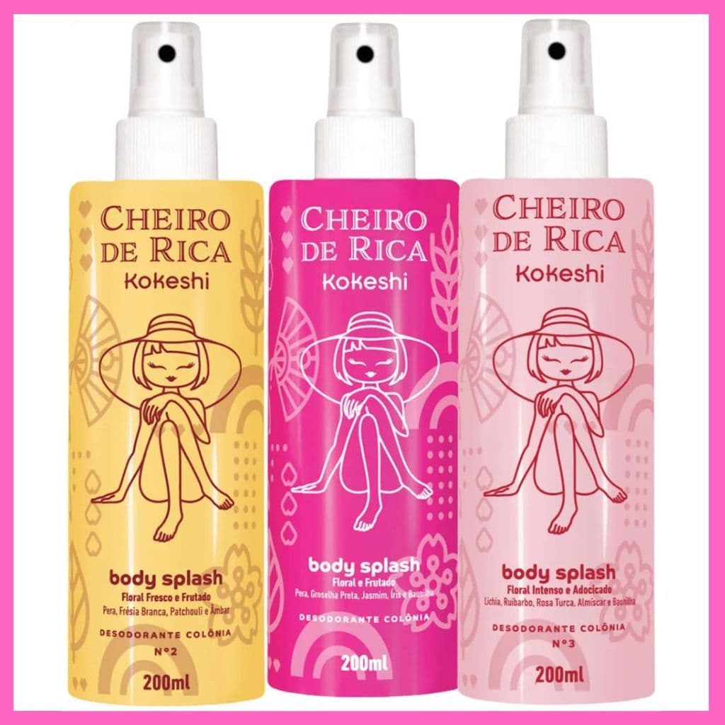 Body Splash Desodorante Corporal Kokeshi 200ml – Cheiro de Rica N1/N2/N3 (Escolha a Versão)