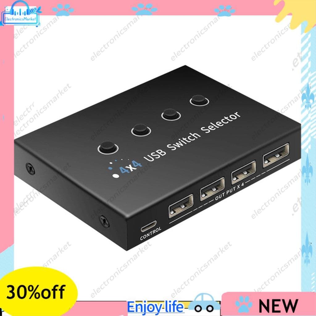 4 Em 4 Saídas KVM USB2.0 Switch Hub Adaptador USB2.0 Impressora Splitter Switcher Para PC Laptop Teclado Mouse Monitor