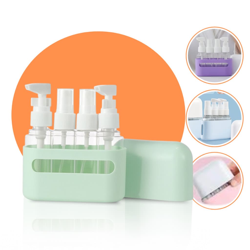 Kit 4 Frascos 50ml Creme Shampoo Viagem Cosméticos Skincare Prático