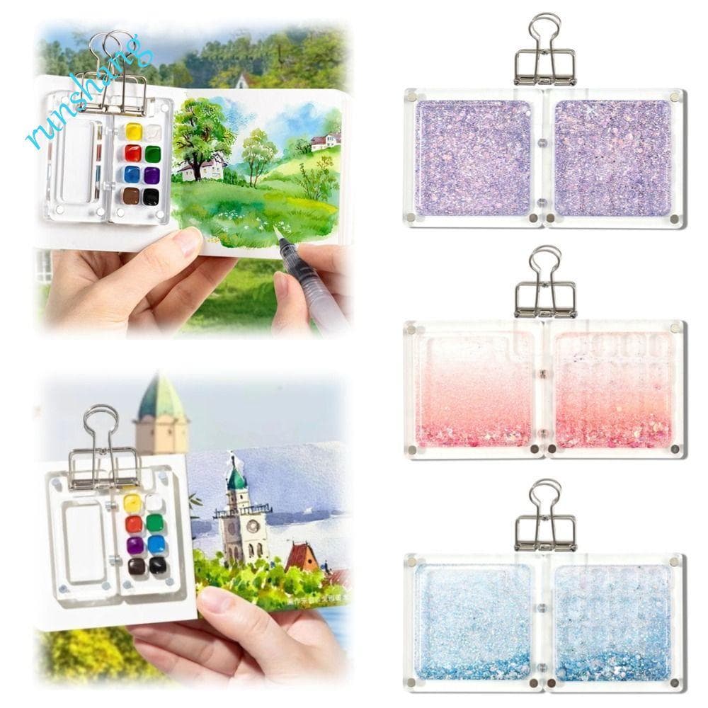 Paleta De Pintura Aquarela RUNSHANG , Caixa De Pigmento De Tinta De Areia Movediça Acrílica , Bandeja De Viagem De Grade