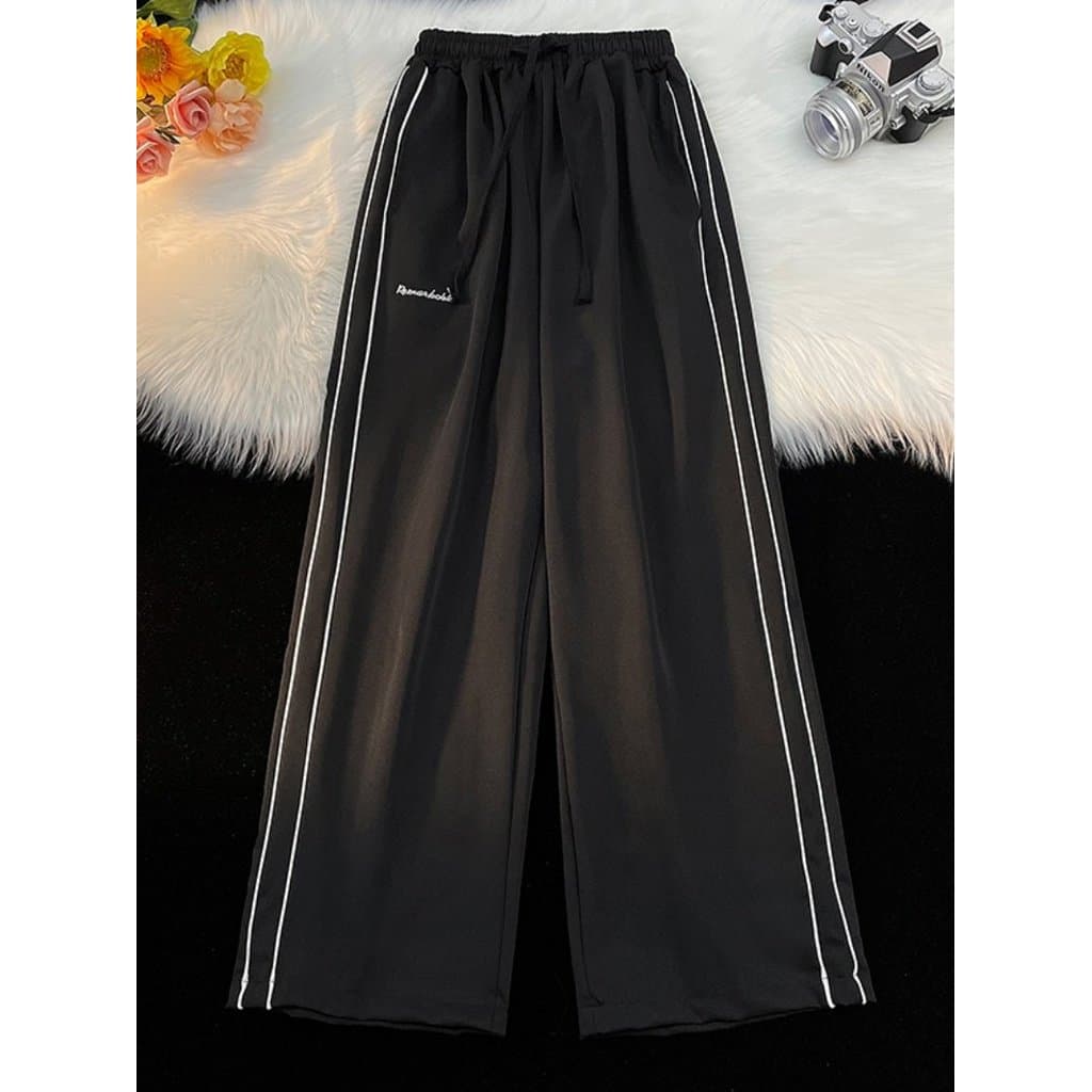 Calças retrô americanas masculinas na moda nacional soltas calças de alta qualidade verão Casual All-Match Drape listrad