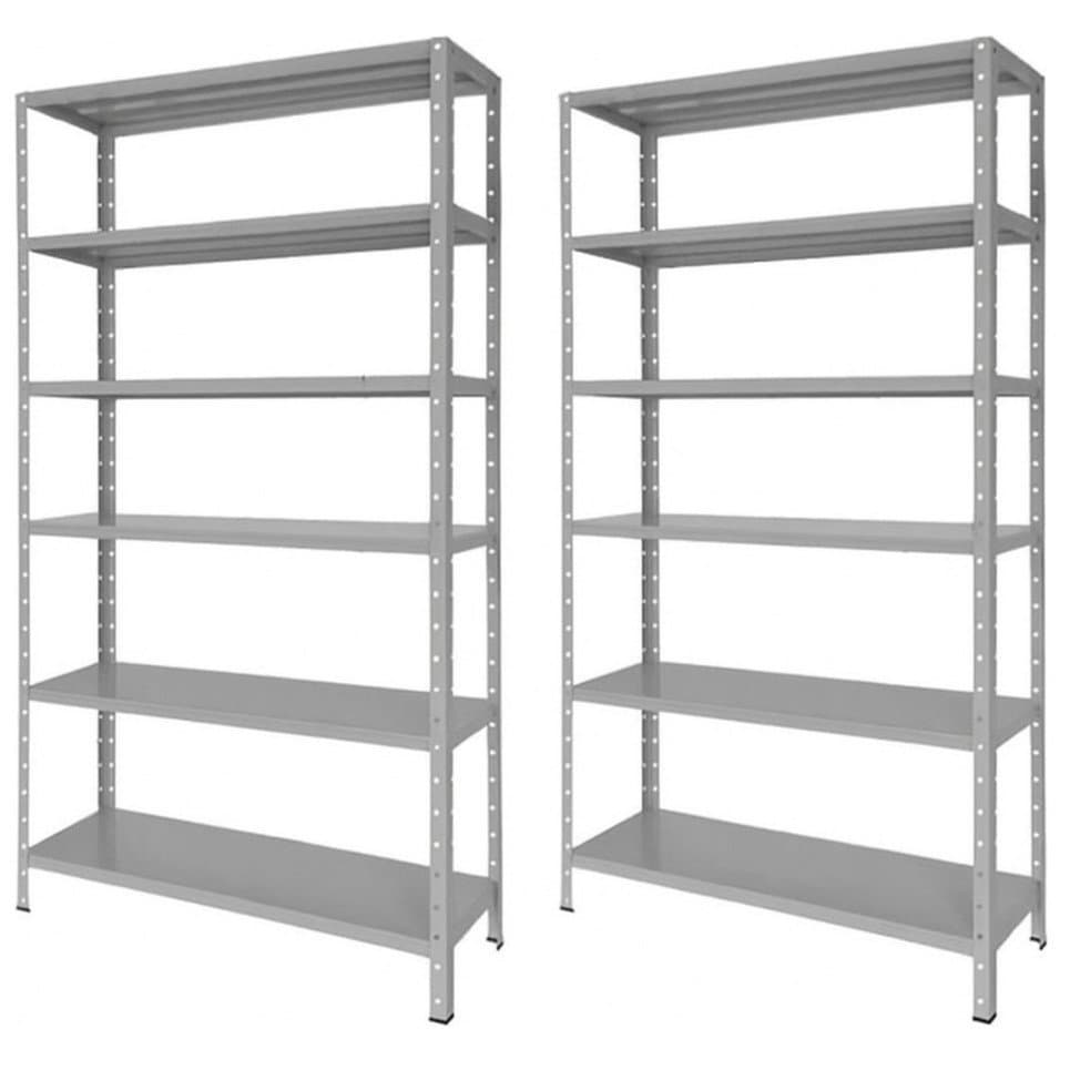 Kit 2 Estantes Em Aço Galvanizado 6 Bandejas 90cm