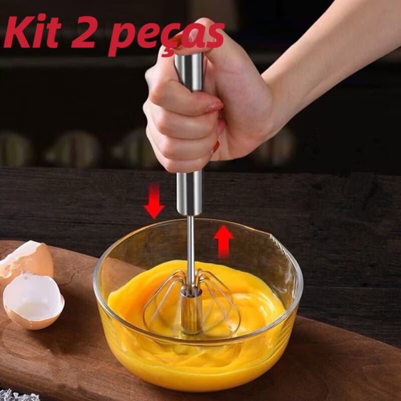kit 2 Peças Fuê Semi-Automático Original Batedor Fue Mixer para Creme Misturador Semi-Automático de inox Utensilio