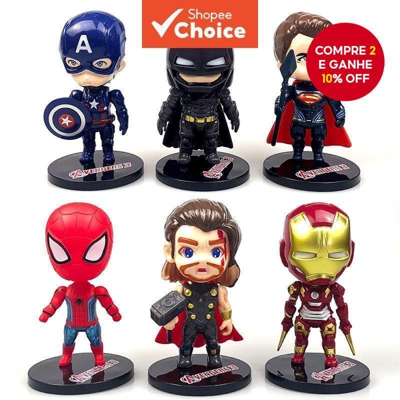 6 PCS Vingadores Decoração De Bolo De Aniversário Homem-Aranha , Batman , De Ferro Ornamento