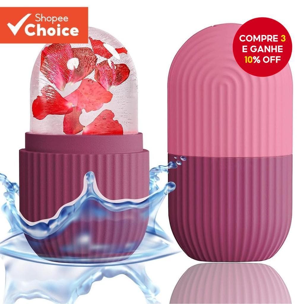 Massageador Facial De Silicone Com Rolo De Gelo , Ferramenta De Massagem De Pele De Beleza Para Resfriamento De Pescoço 