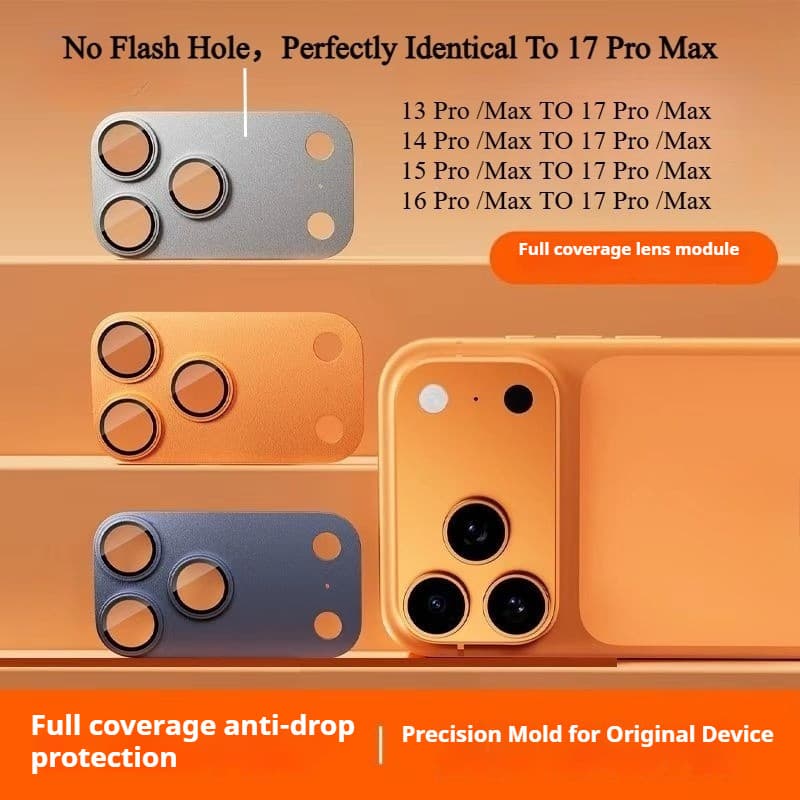 Liga De Titânio Sem Furo De Flash Modificado Filme De Lente Traseira iPhone 16 14 13 15 Pro Max Alterar Para 17 Pro Max