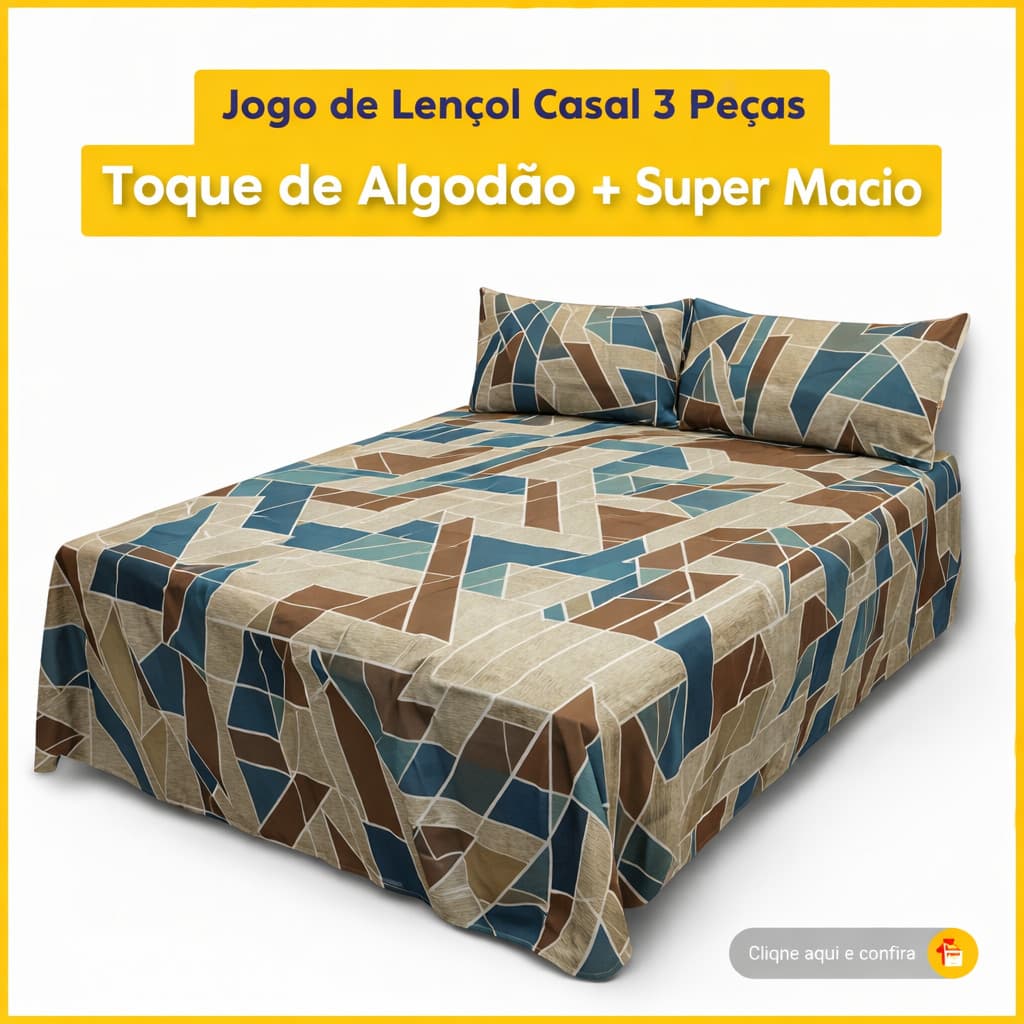 Jogo Lençol Casal Padrão 3pçs Box 120 Fios Toque Aveludado