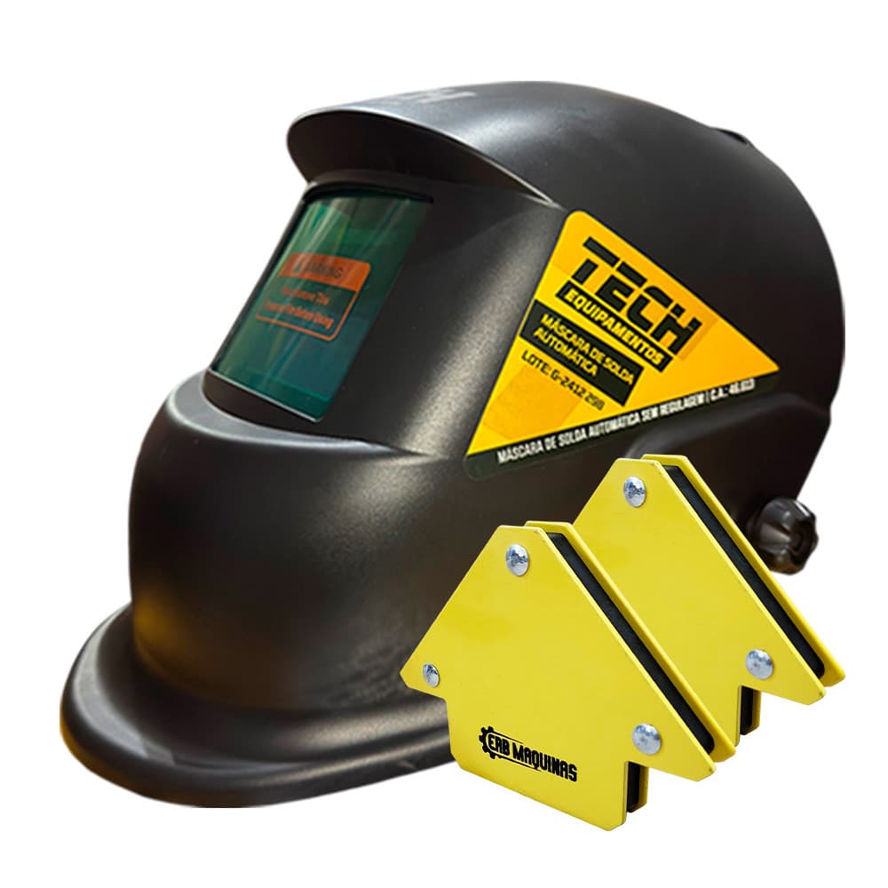 Kit Máscara de Solda Automática Capacete de Solda com 2 Esquadros Magnéticos 10kg