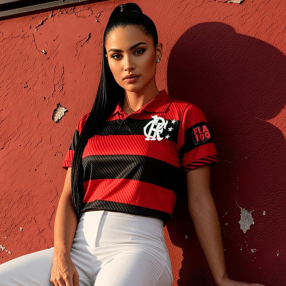 Camisa Flamengo Retrô 1995 Centenário Romário Feminino Oficial