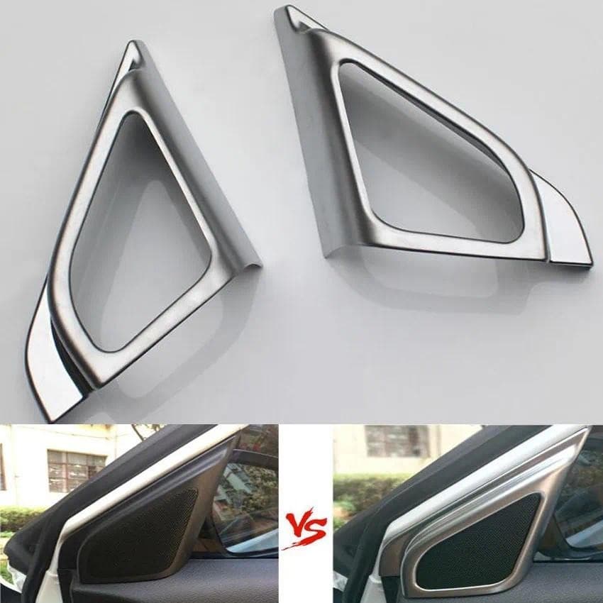 Yakica 2 Pçs/set Interior Do Carro Triângulo Porta Som Estéreo Áudio Alto-Falante Quadro Guarnição Adesivo Estilo Para S