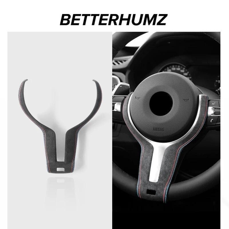 Para BMW F20 F21 F30 F31 F32 F34 F48 Série 1 2 3 4 X1 Feito De Alcântara Envoltório Volante Guarnição Tira Acessórios In