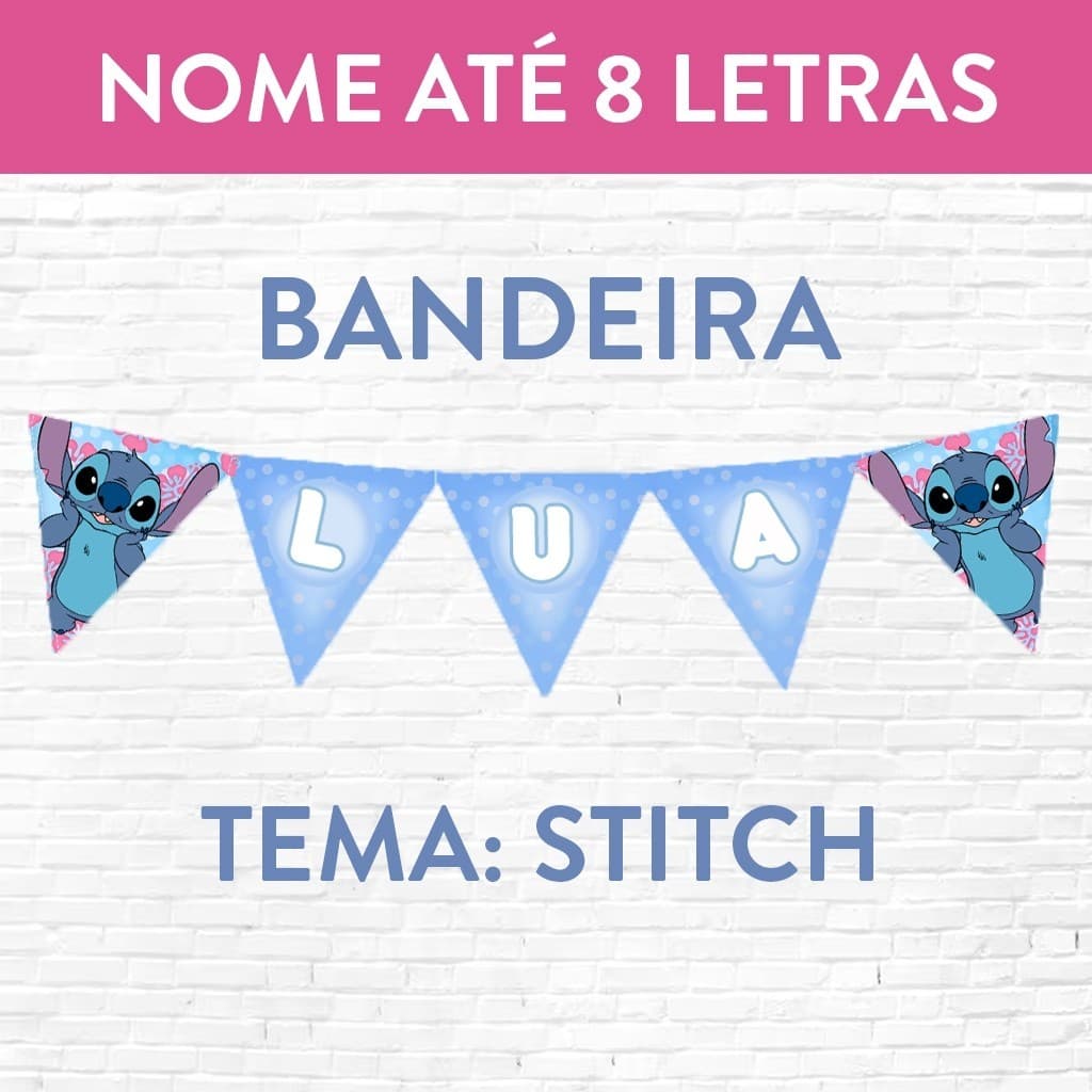 Bandeirola Decorativa – Ideal para Festas Stitch com Nome até 8 letras
