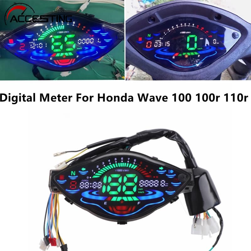 Para Honda Wave 100 100r 110r Metros Digital Completo LCD Led Velocímetro Odemeter Medidor