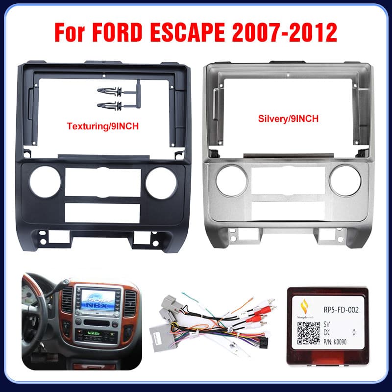 Quadro De Fáscia Do Carro De 9 Polegadas Para FORD Escape Kuga 2007-2012 DVD Estéreo Android GPS Multimídia Rádio Traço 