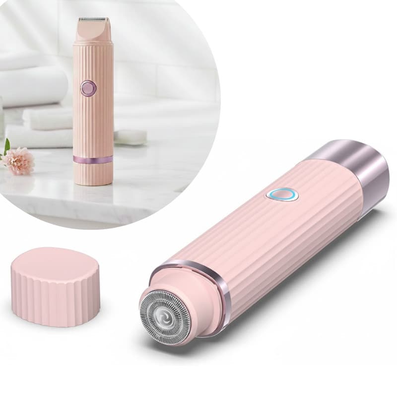 Depilador Elétrico Cabeça Dupla Lavável Removedor de Pêlos - Portátil Recarregável USB Corte Preciso e Indolor