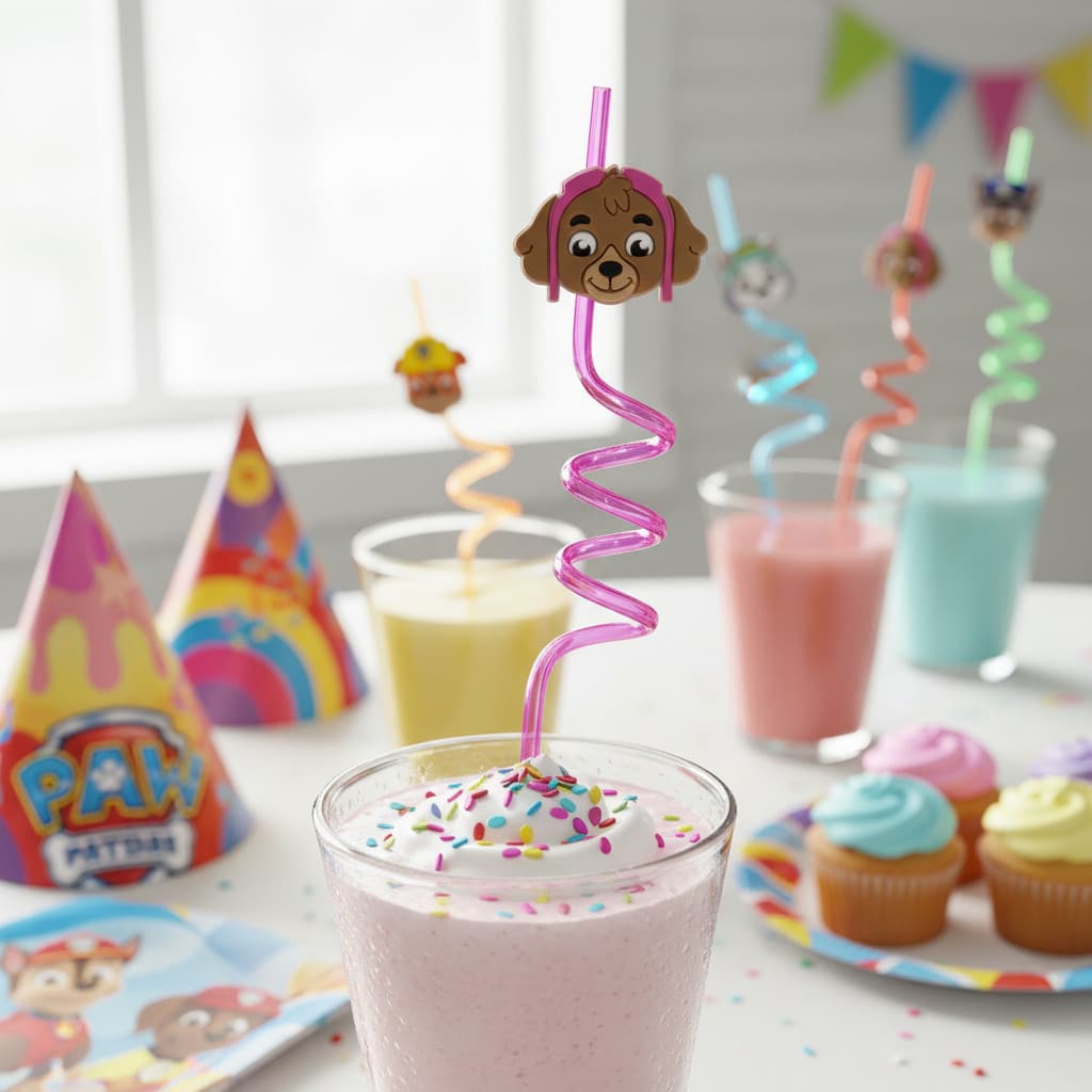 Canudo Acrilico Patrulha Canina 6peças  Lembrancinha Festa 