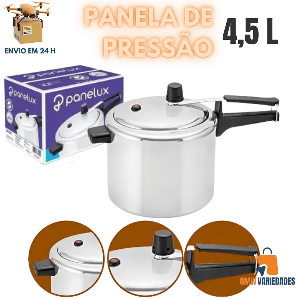 Panela De Pressão 4,5 Litros Alumínio Polido Panelux Classic