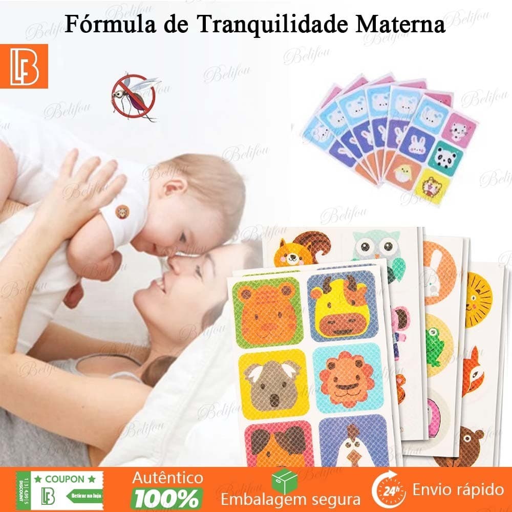 Kit 36 Pecas Bebês Adesivos Repelente Citronela Seguro E Não Tóxico