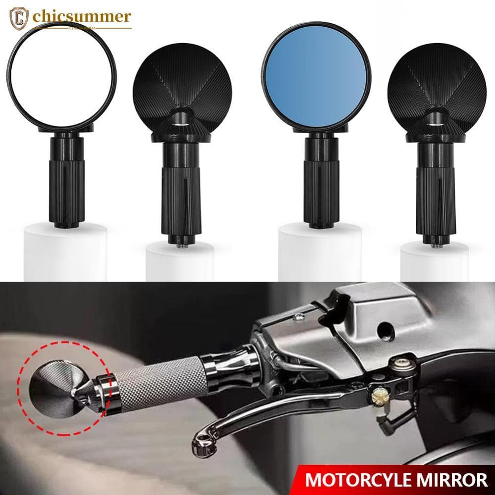 CHICSUMMER Par Mini Redondo Liga De Alumínio Guiador Final Espelho Motocicleta E-bike Barra Retrovisor Modificação Acess