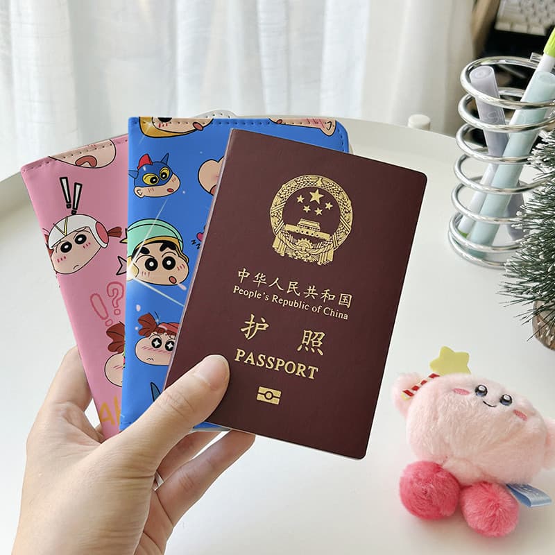 Porta-Passaporte Fofo De Desenho Animado-Bolsa Para Documentos De Cartão Shinchan Viagens