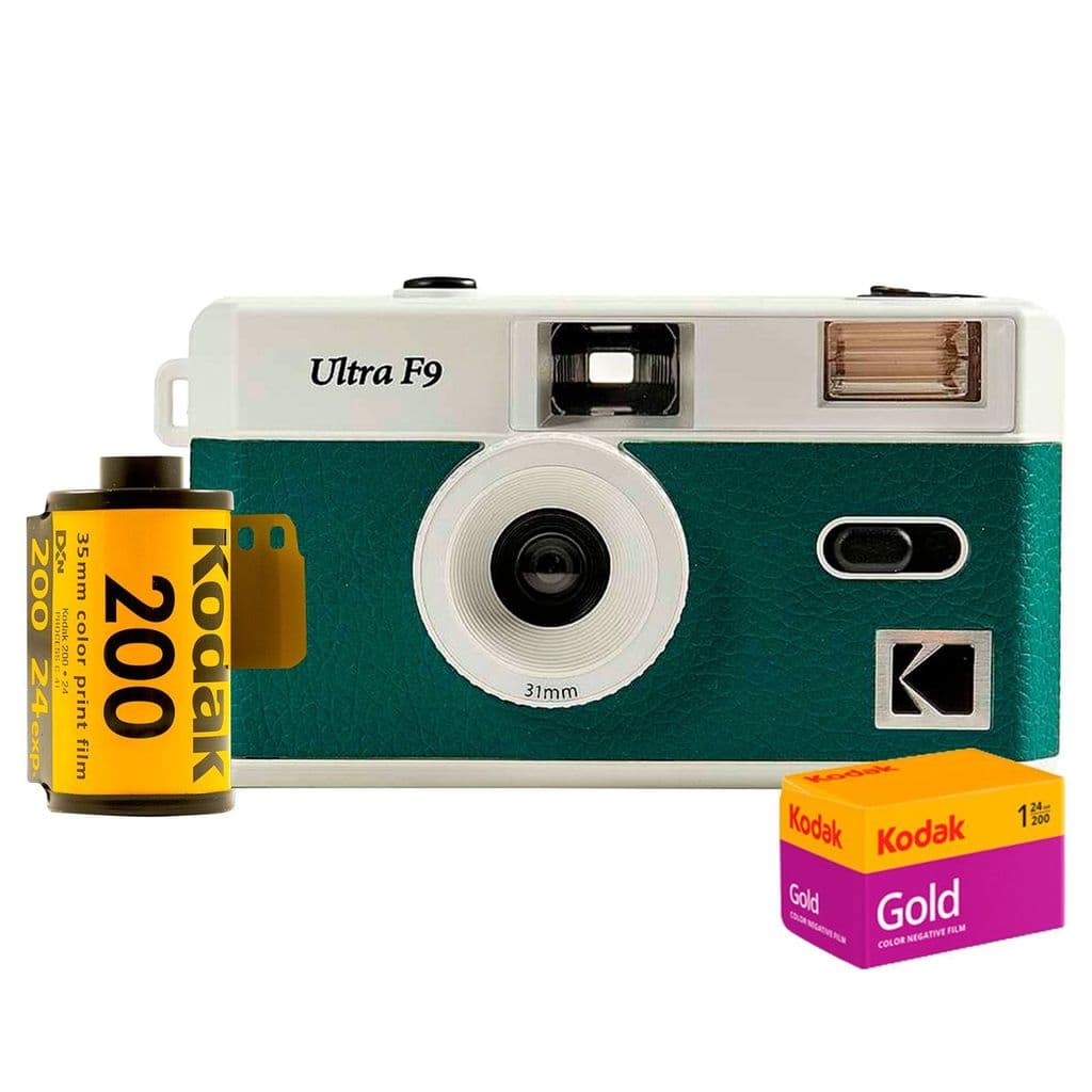 Câmera De Filme Analógica Kodak Ultra F9s Verde + Filme Kodak Gold Iso 200 24 Poses