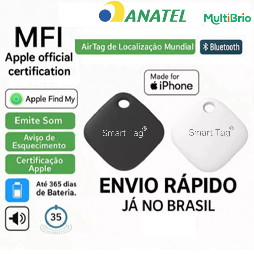 Localizador sem limite  AirTag MFI: Certificado MFI, para carro mala pet backpack documentos, compatível com Smart Tag