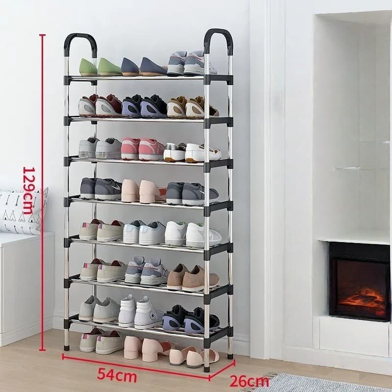 Sapateira 7 Andares Vertical Resistente Organizador De Sapatos Multiuso Desmontável Para 24 Pares Preto