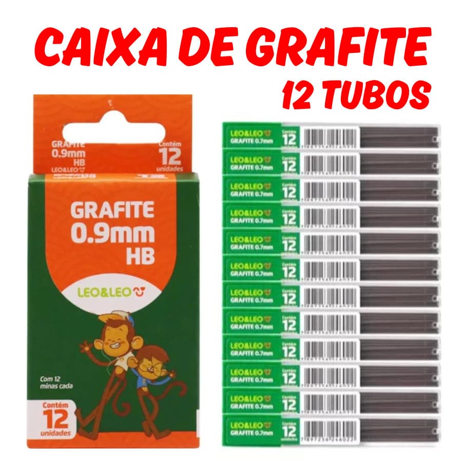 Grafite com 12 tubos HB 0.5mm 0.9mm 0.7mm Lápis Lapiseira Lápis Leo & Leo