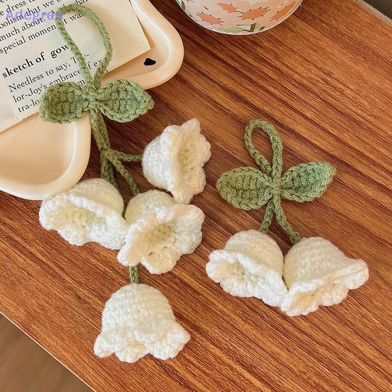 Adegree Artesanal Crochê Orquídea Chaveiro Para Mulheres Meninas Romântico Flor Pingente Bolsa Ornamento Acessórios Do C