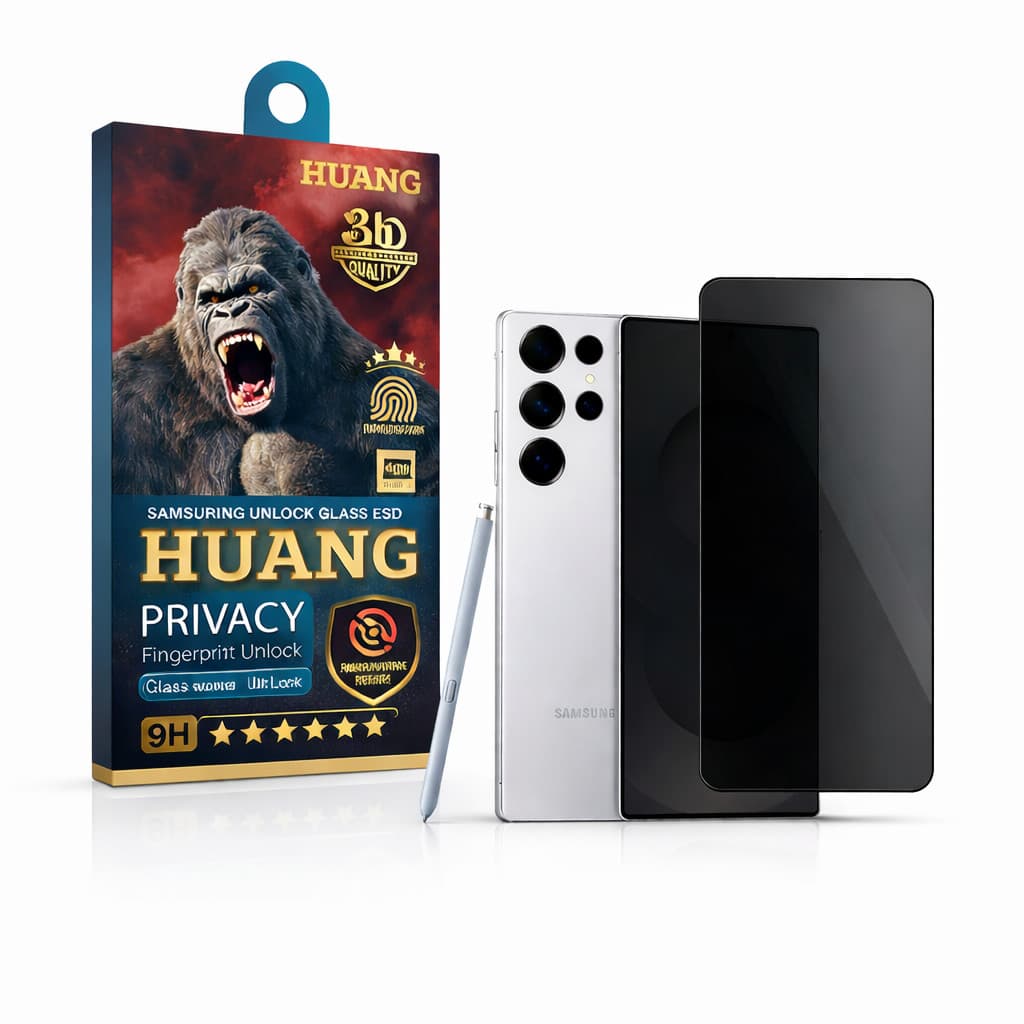 Película Privacidade 3D de Vidro Funciona Digital sem Furo Samsung S25 S25Plus S25Ultra S24 S23 S22 S22Plus