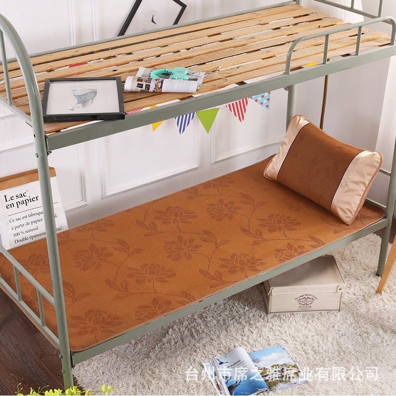 Tapete refrescante de verão para cama de solteiro em dormitório estudantil, tapete de palha dobrável de seda gelada para