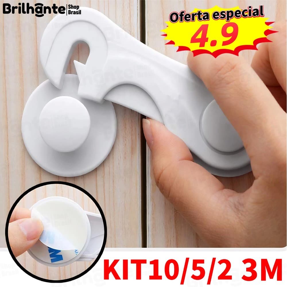 Kit 10/5/2 Trava de Gaveta Multiúso Trava Armario Porta Seguranca Bebe Anti-colisão infantil