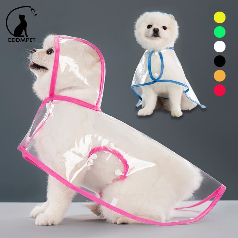 Capa De Chuva Cachorro Impermeável Para Animais De Estimação Com Transparente Cães Poncho Leve