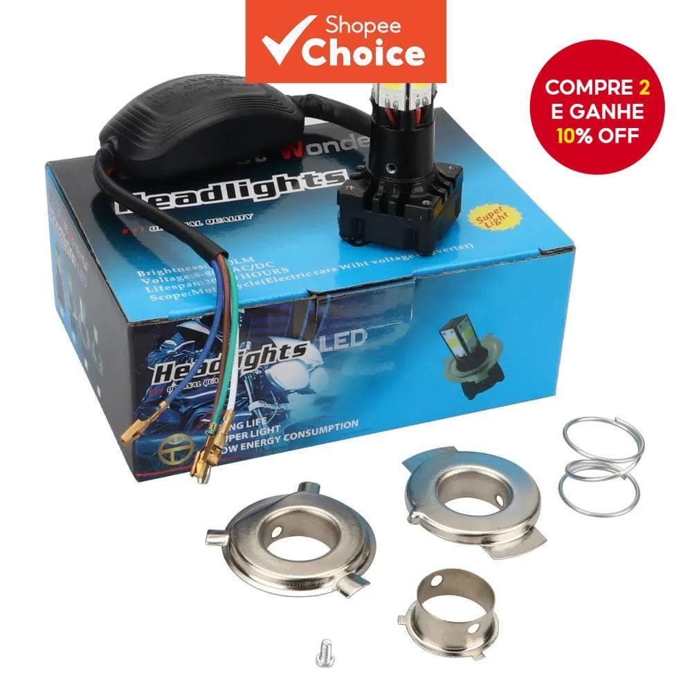  6LED farol de motocicleta universal material branco liga universal à prova d'água