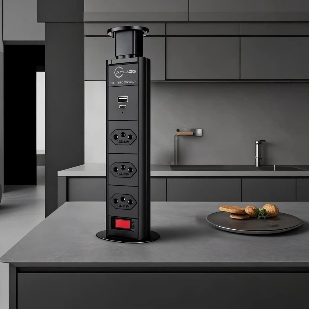 Torre Tomada Embutir Retrátil Mesa Multiplug Usb Tipo-c Bivolt