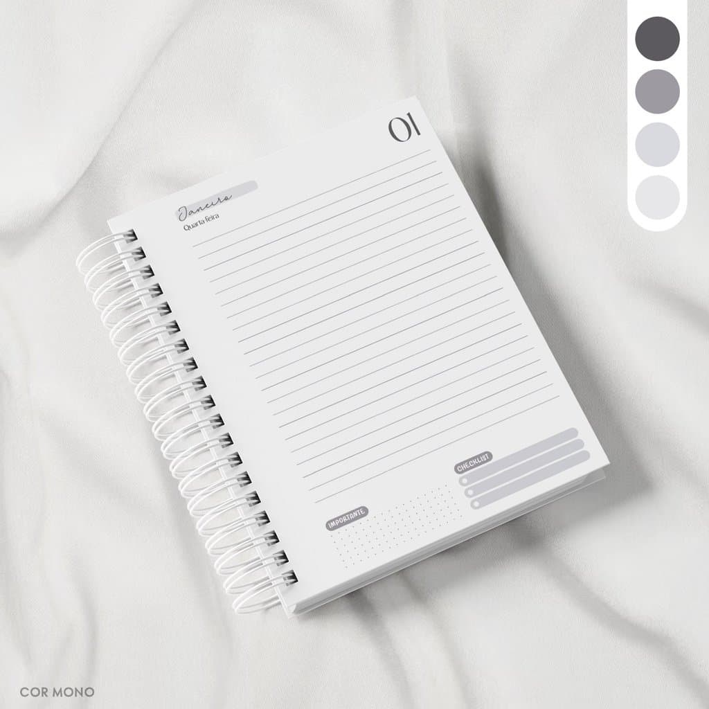 Miolo Pautado para Agenda Permanente Com ou Sem Horas - [COR MONO]